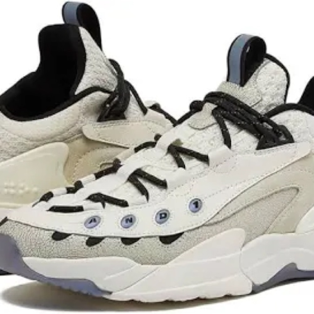 NEW And1 Marauder Basketball Shoes White Black Gray Iridescent 30th Anniversary